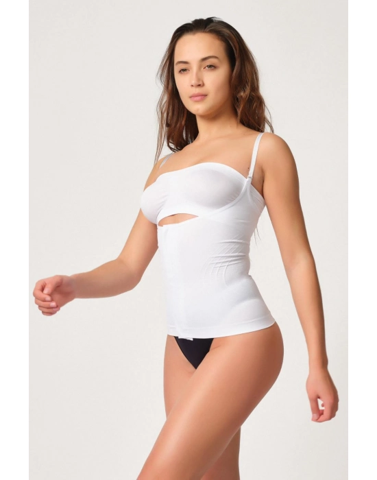 Beyaz Mı Emay 2030 Agraflı Göğsü Açık Atlet Korse