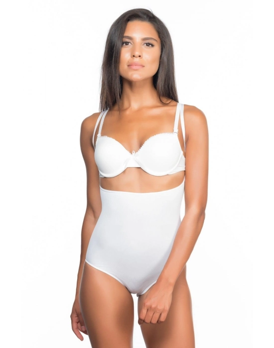 Beyaz Mı Emay 2073 Göğüsü Açık Desenli Body Korse