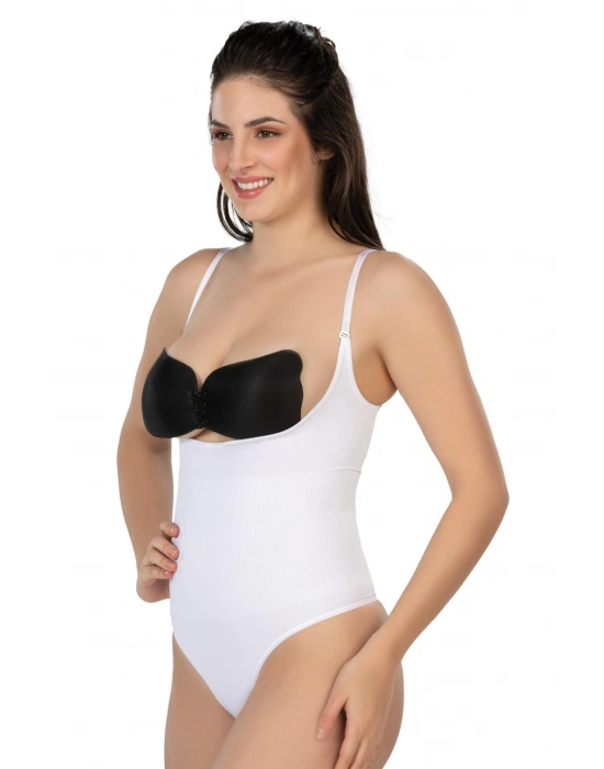 Beyaz Mı Emay 2076 Göğüsü Açık String Body Korse