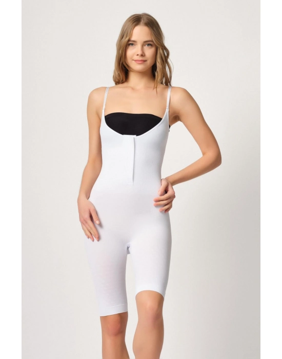 Beyaz Mı Emay 2093 Ön Agraflı Göğsü Açık Paçalı Boy Korse