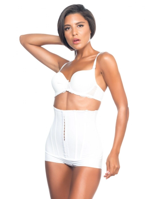 Beyaz Mı Emay 2824 Yüksek Bel Balen Agraflı Slıp Lazer Korse