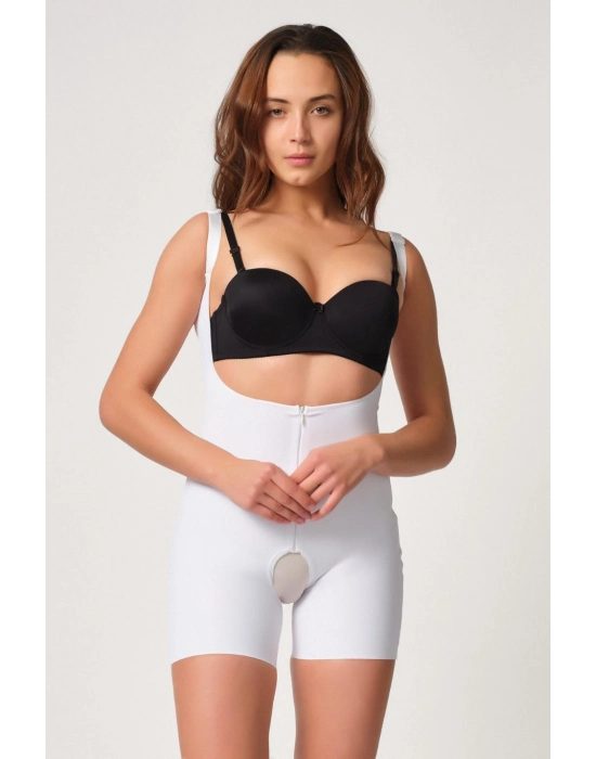 Beyaz Mı Emay 2834 Göğsü Açık Ferumalı Tül Popo Boy Lazer Korse