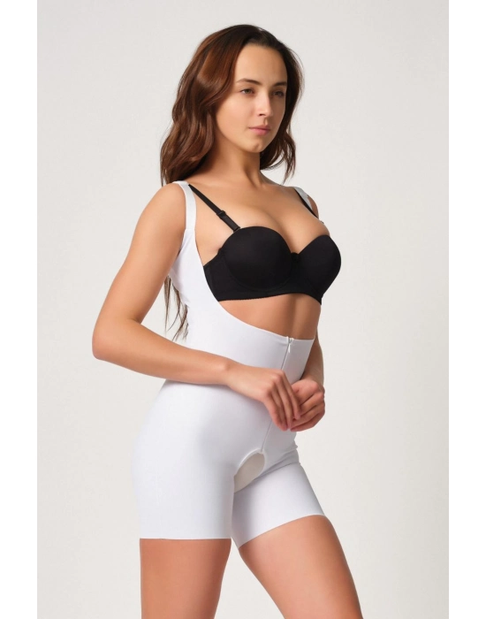 Beyaz Mı Emay 2834 Göğsü Açık Ferumalı Tül Popo Boy Lazer Korse