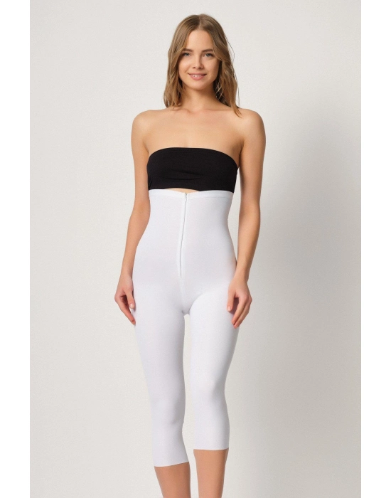 Beyaz Mı Emay 2868 Fermuarlı Kapri Tayt Lazer Korse