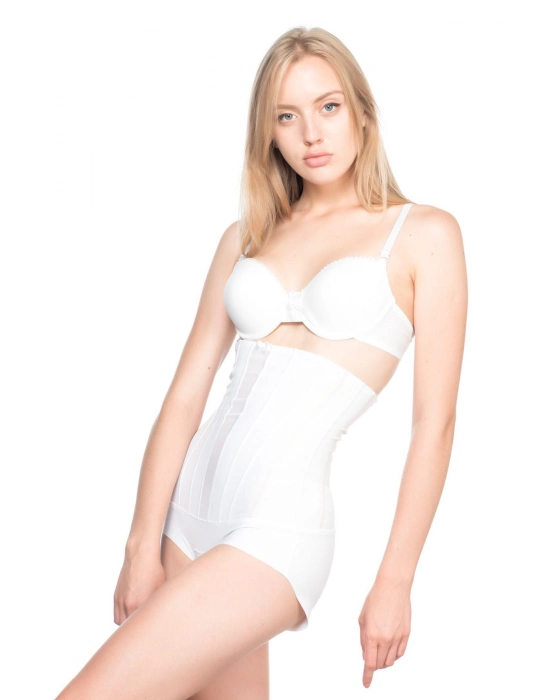 Beyaz Mı Emay 2886 Yüksek Bel Tül Slip Lazer Korse