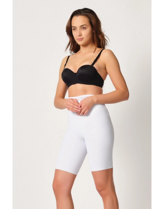 Beyaz Mı Emay 2927 Bel Dekolteli Balenli Paçalı Lazer Korse