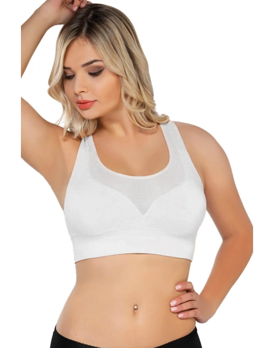 Beyaz Mı Emay 4027 Seamless Tül Pedli Toparlayıcı Büstiyer