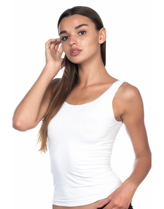 Beyaz Mı Emay 5002 Soft Kalın Askılı Uzun Atlet