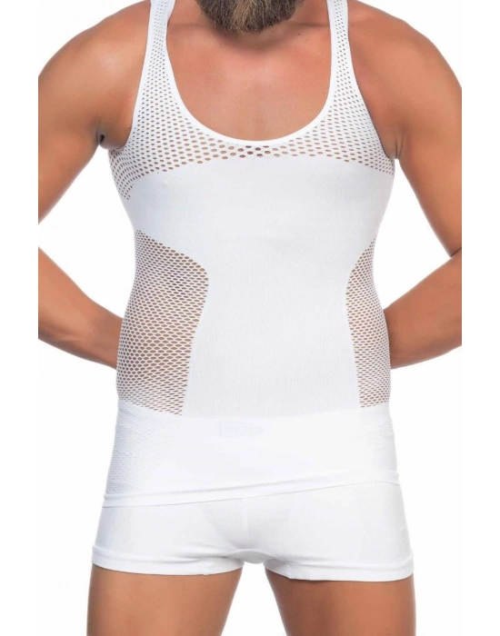 Beyaz Mı Emay E1006 Fileli Erkek Korse Atlet