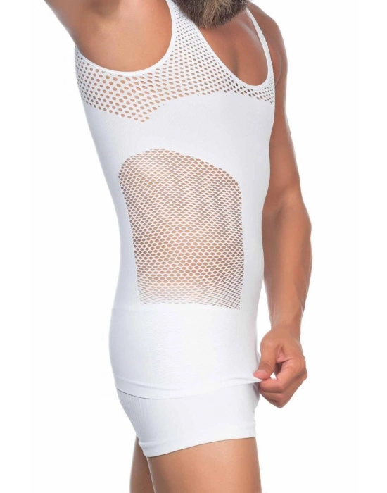 Beyaz Mı Emay E1006 Fileli Erkek Korse Atlet