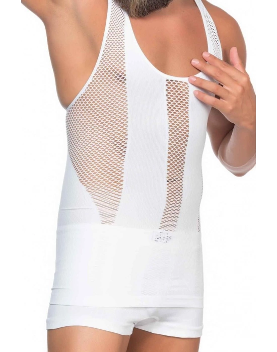 Beyaz Mı Emay E1009 Fileli Erkek Korse Atlet