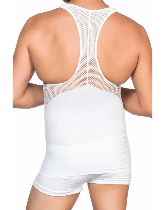 Beyaz Mı Emay E1009 Fileli Erkek Korse Atlet