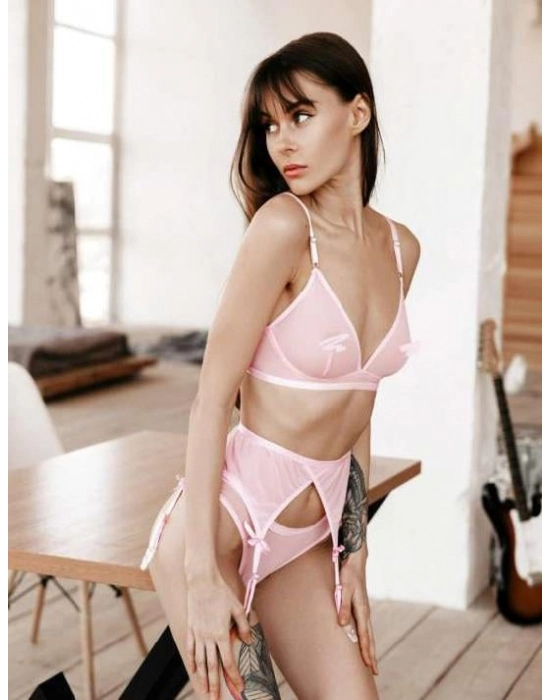 Beyaz Transparan Fantezi Jartiyer Takım