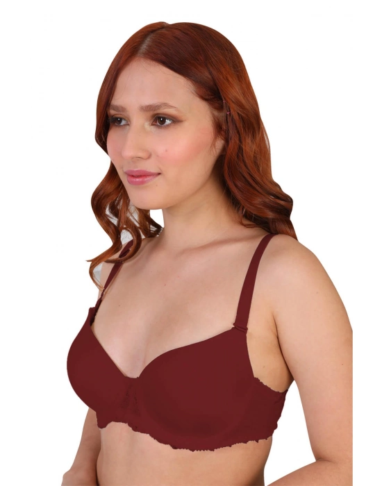 Bordo Mı 189d Pedli Dantelli Balenli Sütyen