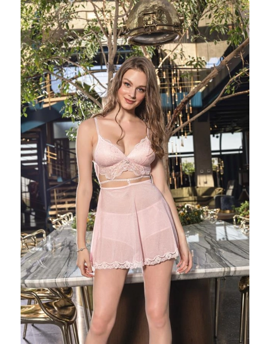 Bralet, Boxer Ve Etek Takım Pembe (brf3407)