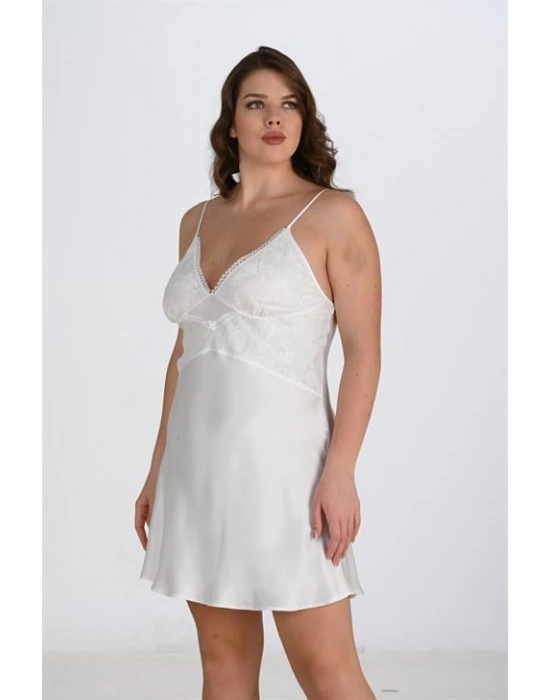 Büyük Beden 2li Ekru Sabahlık Takımı Bigsize