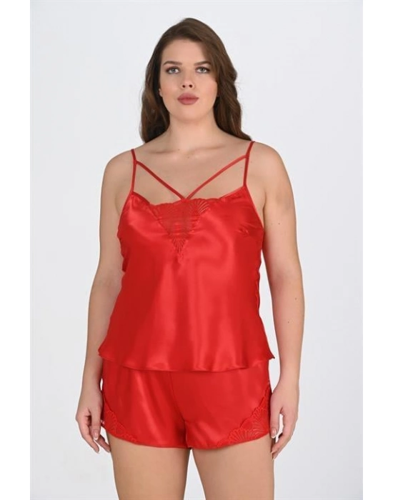 Büyük Beden Kırmızı Şort Takımı 1076
