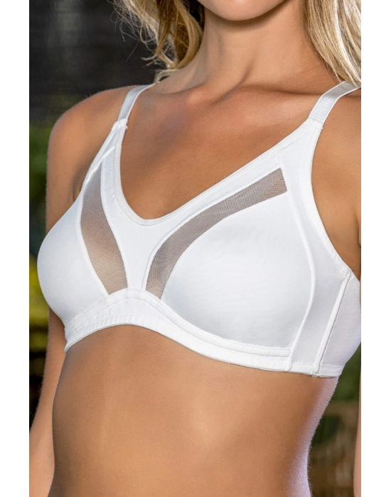 Büyük Beden Uyumlu Ekru Tül Detaylı Günlük Sütyen, B,c Cup Balensiz Konforlu Sütyen
