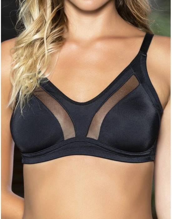 Büyük Beden Uyumlu Siyah Tül Detaylı Günlük Sütyen, B,c Cup Balensiz Konforlu Sütyen
