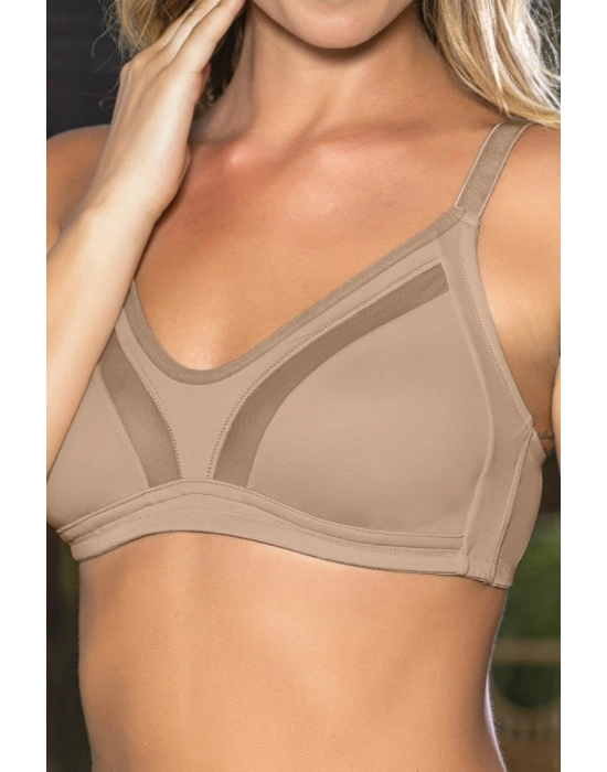 Büyük Beden Uyumlu Ten Tül Detaylı Günlük Sütyen, B,c Cup Balensiz Konforlu Sütyen