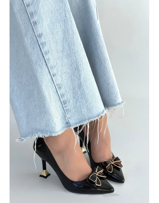 Coby Siyah Rugan Topuklu Ayakkabı - Bamido