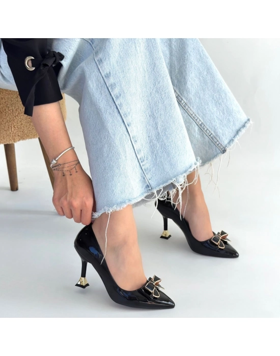 Coby Siyah Rugan Topuklu Ayakkabı - Bamido