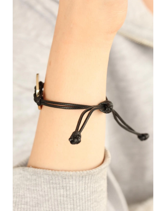 Cool (havalı) Siyah Deri İpli Unisex Mood Bileklik - Bamido
