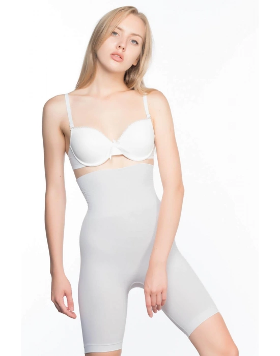 Ekru Mı Emay 2074 Yüksek Bel Desenli Double Uzun Paça Korse