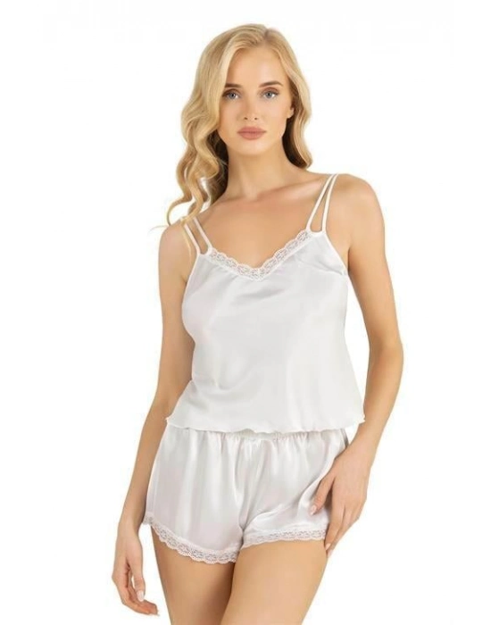 Ekru Saten Şort Takımı 9210