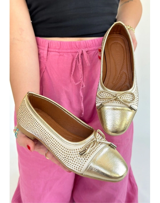 Etya Gold Cilt Babet Ayakkabı - Bamido