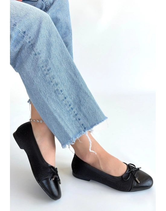 Etya Siyah Cilt Babet Ayakkabı - Bamido