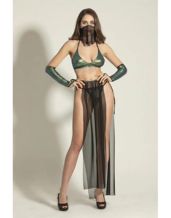 Fantezi Dansöz Kostümü Siyah/yeşil (brf6456)