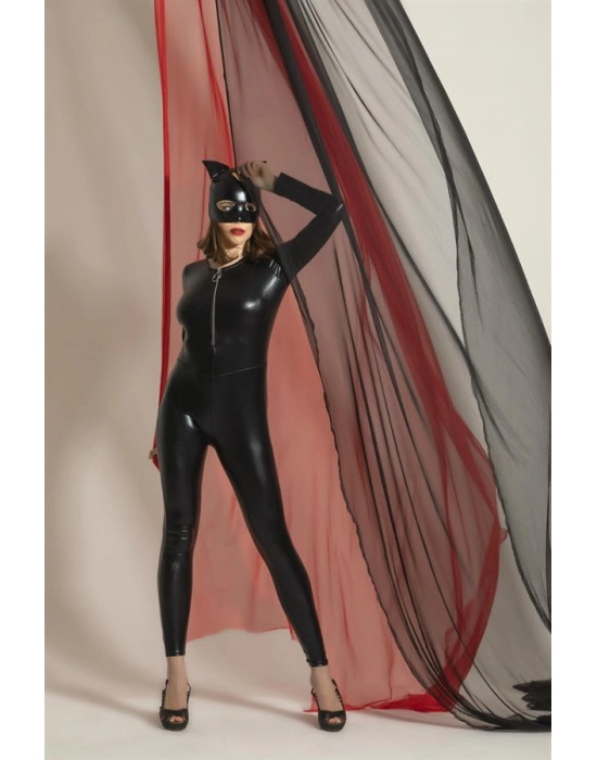 Fantezi Deri Kedi Kız Kostümü Siyah (brf6330)