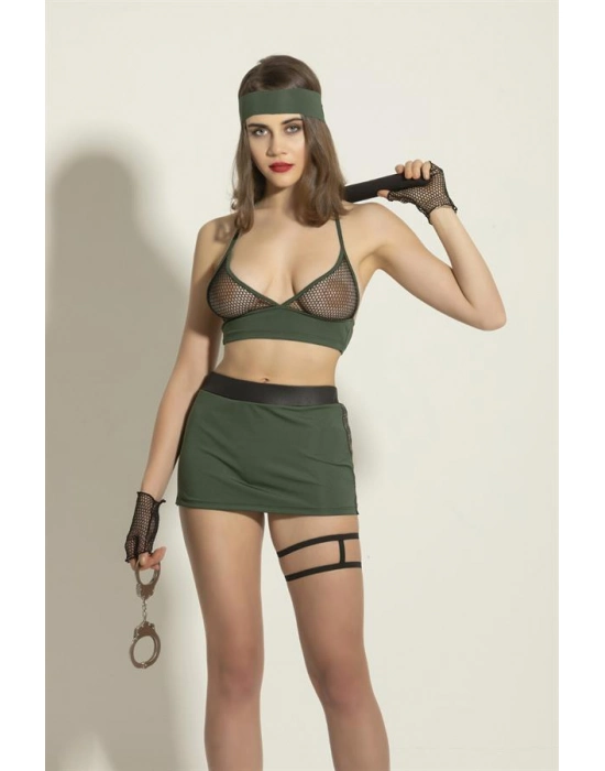 Fantezi File Sütyen Etek Takım Yeşil (brf6466)