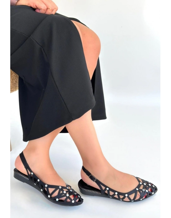 Faty Siyah Cilt Babet Ayakkabı - Bamido