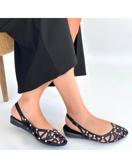 Faty Siyah Cilt Babet Ayakkabı - Bamido