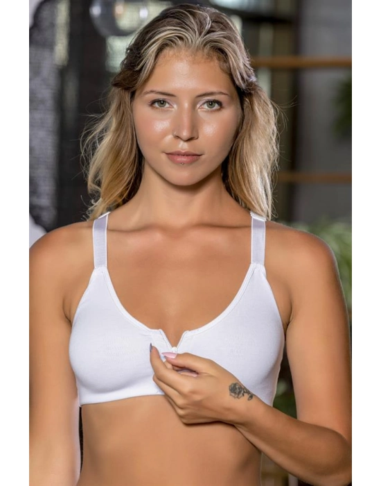 Fermuarlı Pamuklu Sporcu Sütyeni Beyaz (brf1061)