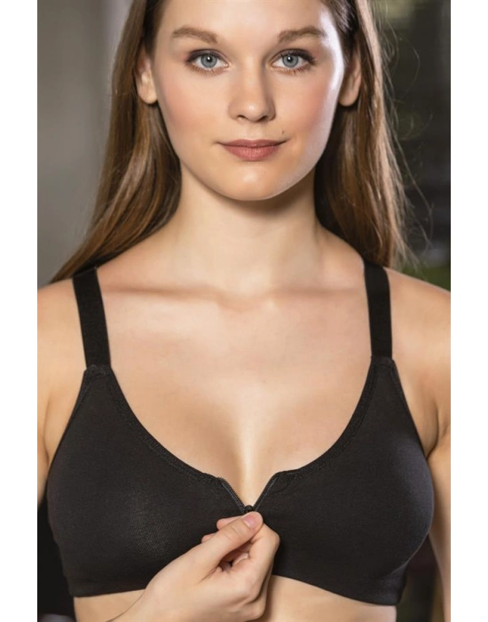 Fermuarlı Pamuklu Sporcu Sütyeni Siyah (brf1061)