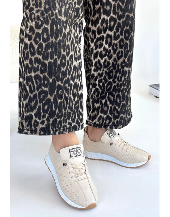 Fiert Bej Cilt Bağcıklı Spor Ayakkabı - Bamido