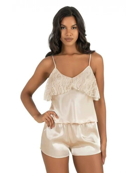 Fildişi Saten Şort Takımı 9214