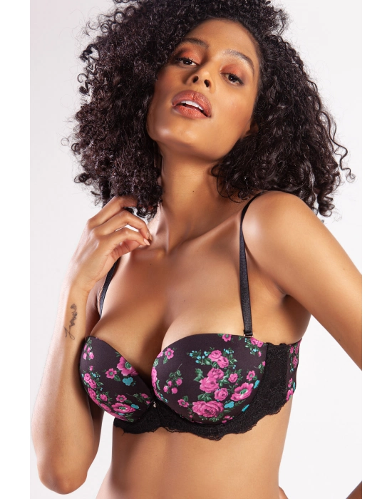 Gardenia Balconette Heavy Push Up Bra, Siyah Konforlu Ve Şık Sütyen