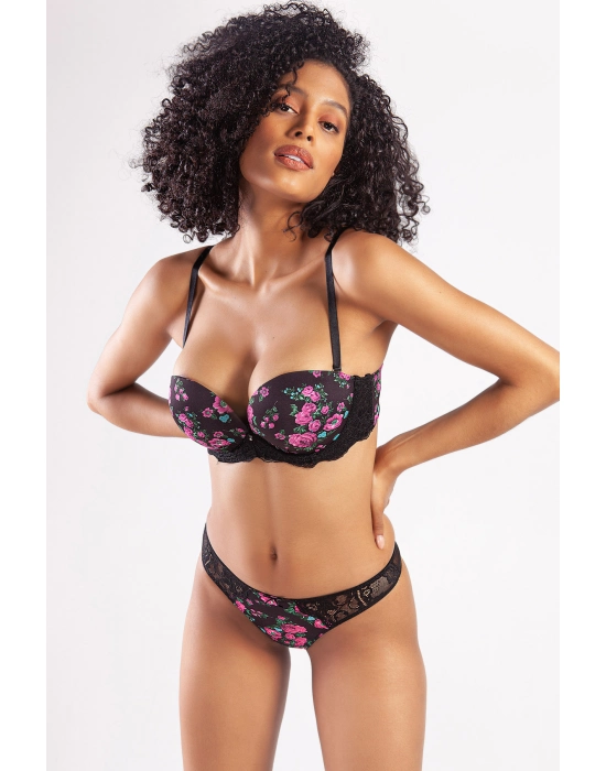 Gardenia Balconette Heavy Push Up Bra, Siyah Konforlu Ve Şık Sütyen