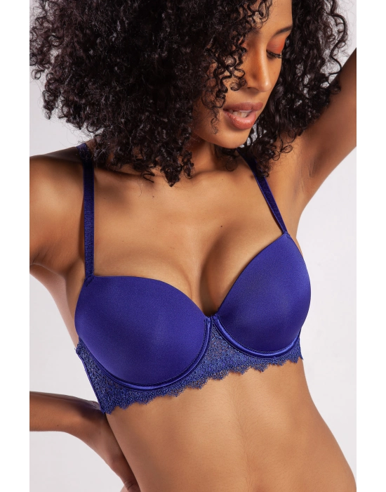 Garland Big Size Plunge Bra, Saks Mavi Konforlu Ve Şık Sütyen