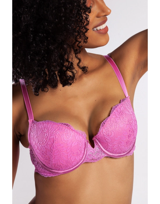 G.colors Balconette Foam Push Up Bra, Koyu Pembe Konforlu Ve Şık Sütyen