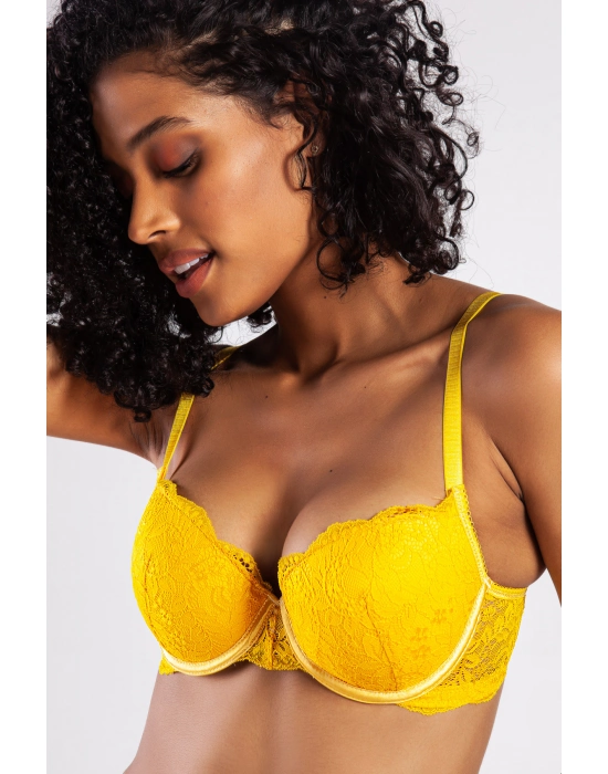 G.colors Balconette Foam Push Up Bra, Sarı Konforlu Ve Şık Sütyen