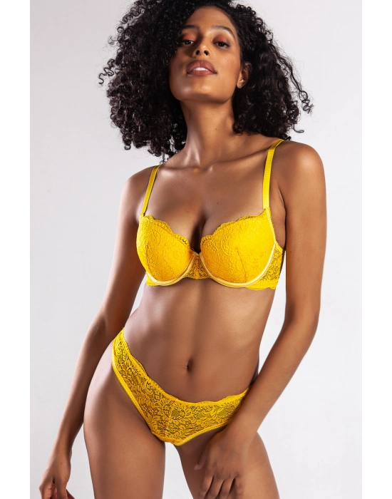 G.colors Balconette Foam Push Up Bra, Sarı Konforlu Ve Şık Sütyen
