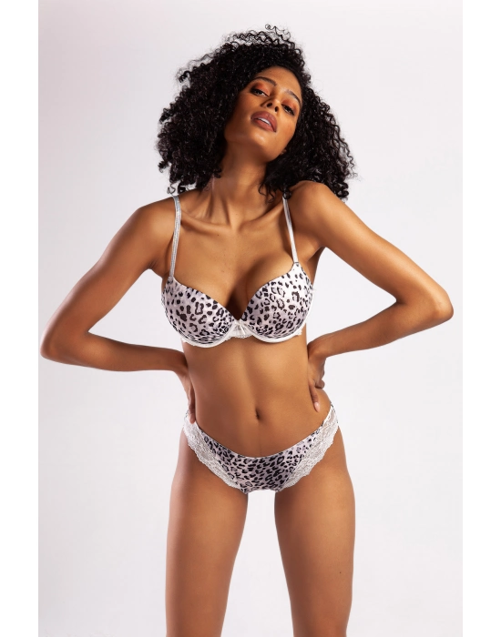 Goldy Heavy Push Up Bra, Gri Leopar Konforlu Ve Şık Sütyen