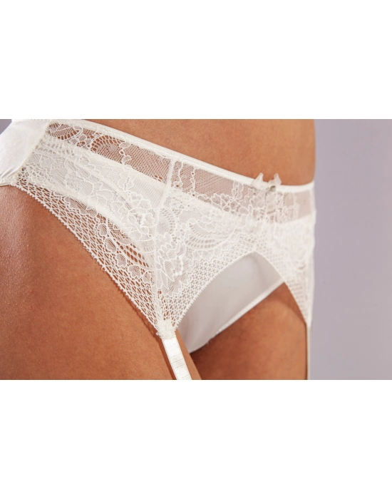 Golshan Gala Lace Garter Belt, Kadın Dantelli Ekru Jartiyer