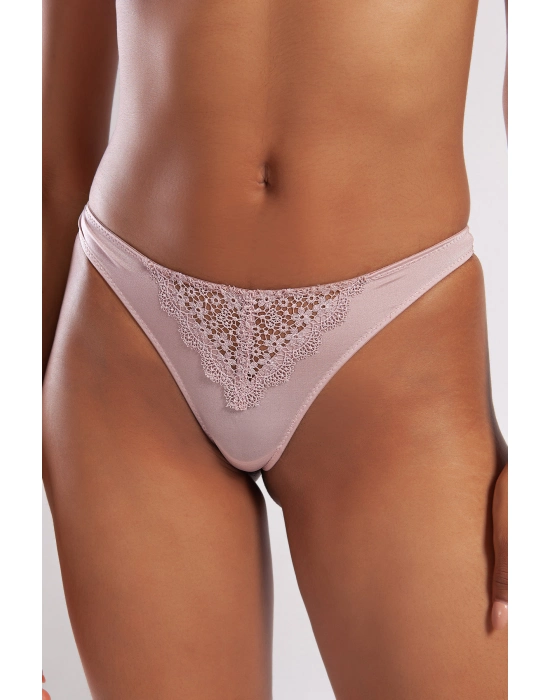 Golshan Garland Mini String, Kadın Güpürlü Açık Pembe Külot