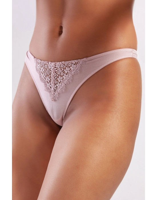 Golshan Garland Mini String, Kadın Güpürlü Açık Pembe Külot